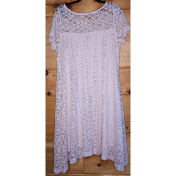 Lane Bryant Womens Plus Size 14/16 Pale Pink Lace Knee Length Short Sleeve Dress - Picture 10 of 10